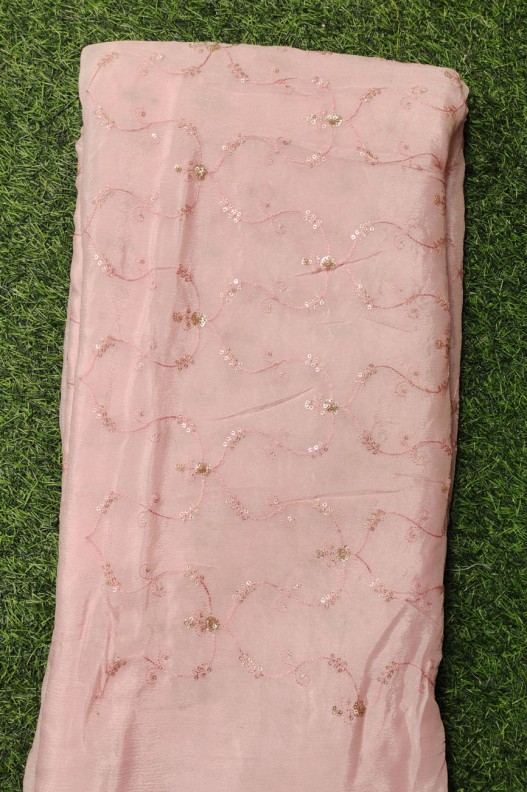 Pink Fabric With Pure Chinnon Work