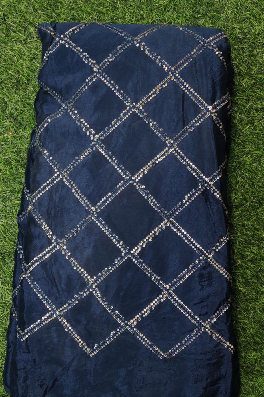 Nourising Navy Blue Pure Chiffon Chinnon Fabric