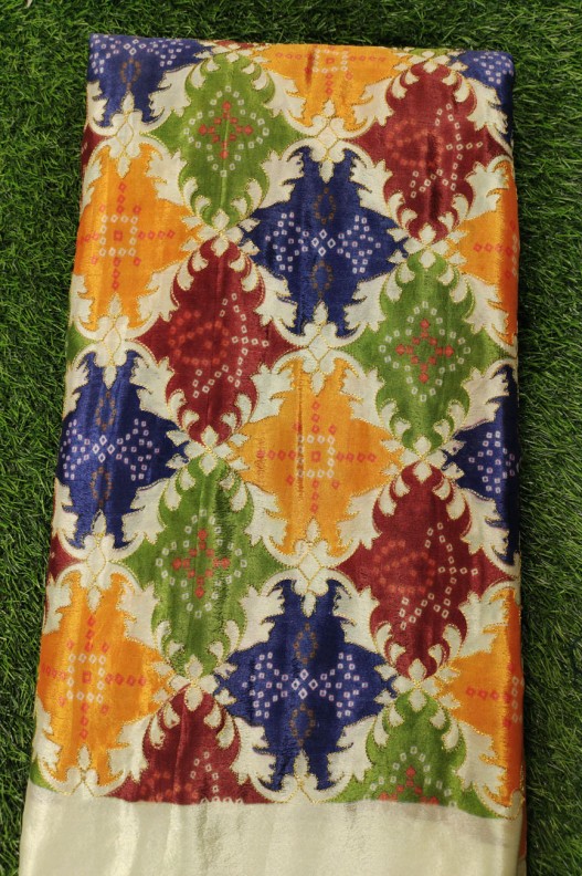 Multi Color Pure Chiffon Chinnon Printed Fabric