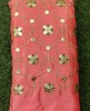 Pink Semi Chinnon Work Chiffon Fabric