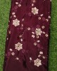 Semi Chinnon Work Dark Pink Chiffon Fabric