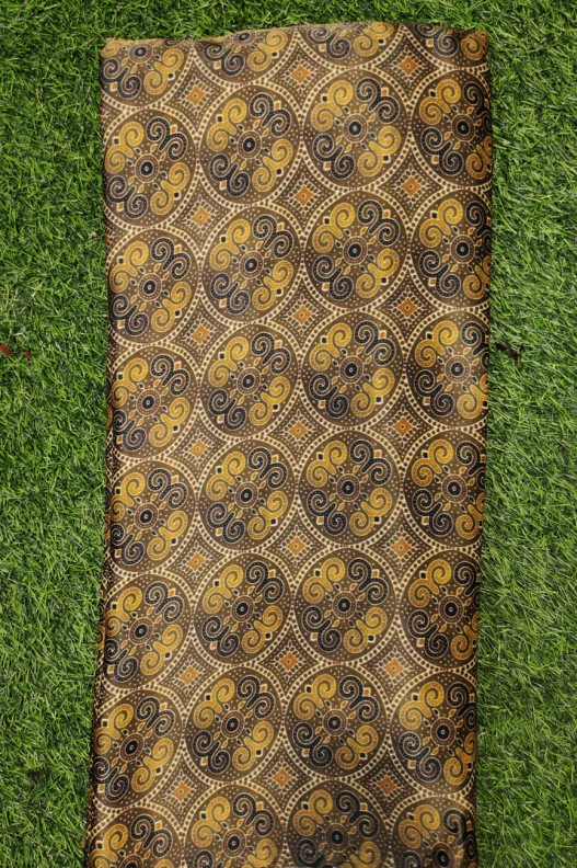 Mehendi Green Gaji Silk With Ajrakh Gaji Print