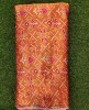 Gaji Silk Orange Fabric With Gaji Table Print