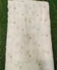 Decent White Georgette Fabric With Geo Dyeable Butti Work