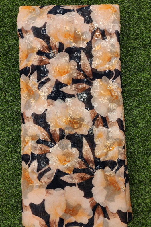 Magnetic Multi Color Georgette Fabric With Geo Print