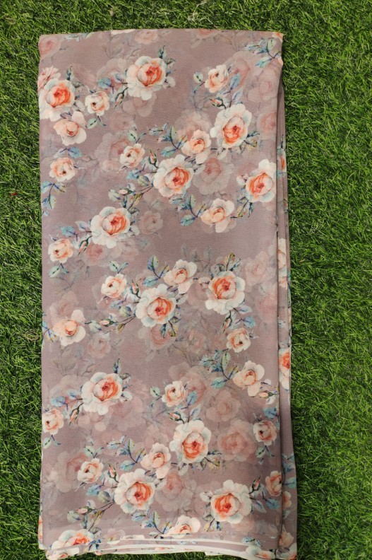 Purple Georgette Fabric With Poly Geo Print