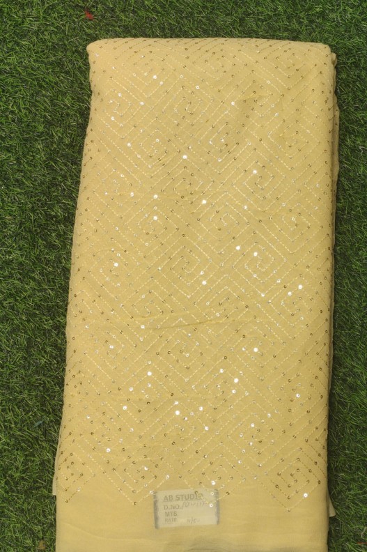 Marevlous Mustard Georgette Fabirc With Pure Geo Work