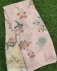 Lustry Peach Georgette Fabric With Polyster Work Print