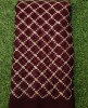 Fabulous Burgundy Georgette Fabric With Semi Geo Work