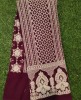 Burgundy Lakhnavi Fabric With Fox Panel Lakhnavi Work