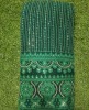 Dark Green Lakhnavi Fabric With Color Panel Lakhnavi Work