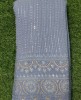 Slate Blue Lakhnavi Fabric With Color Panel Lakhnavi Work
