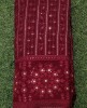 Burgundy Lakhnavi Fabric With Color Panel Lakhnavi Work
