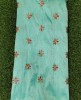 Astonishing Aquamarine Color Silk Fabric With Silk Work