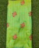 Wonderful Parrot Green Silk Fabric With Silk Work
