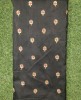 Pure Black Silk Fabric With Silk Work
