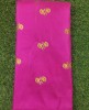 Graftyfying Dark Pink Silk Fabric With Silk Work