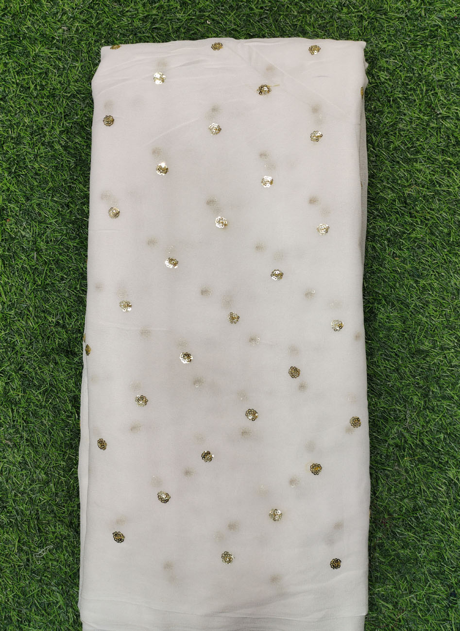 Eye Catching White Georgette Geo Dyeable Butti Work