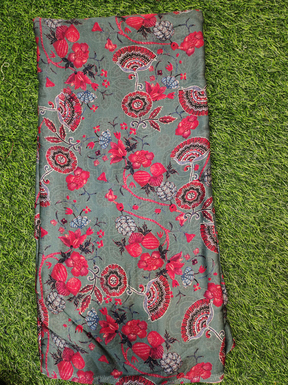 Graftifying Grey Modal Print Satin Fabric